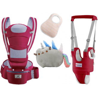 Хипсит Baby Carrier эрго-рюкзак кенгуру переноска 6 в 1 игрушка Пушин кот Радуга (vol-1879) Красный