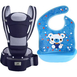 Хипсит эрго-рюкзак кенгуру переноска слюнявчик-трансформер Baby Carrier 20 кг 6 в 1 Темно-синий (n-9866)