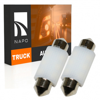 Комплект світлодіодних ламп для вантажівок Napo Truck SJ-3030-6SMD 24V 36mm C5W C10W 2 шт Білий (2530590691)