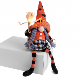 М'яка іграшка YES! Fun Хелловін Гном Дівчинка 41см LED мітла (974481)