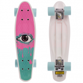 Скейтборд пластиковый Penny SP-Sport HB-13-2 22in с рисунком ГЛАЗ розовый-бирюза