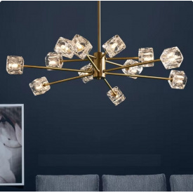 Світлодіодна люстра No Brand Кубик 8614 Золотистий на 12 плафонів