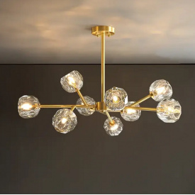 Світлодіодна люстра No Brand Діамант 8611 Золотистий на 9 плафонів
