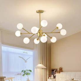 Світлодіодна люстра No Brand Сніжинка 8615 Золотистий на 9 плафонів