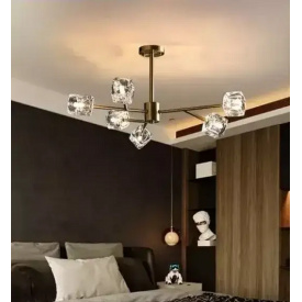 Світлодіодна люстра No Brand Кубик 8614 Золотистий на 6 плафонів