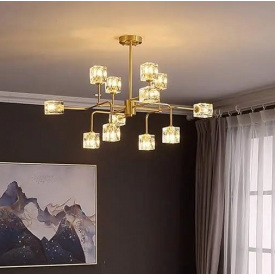 Світлодіодна люстра No Brand Рубік 8913 Золотистий на 12 плафонів