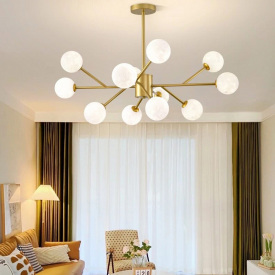 Світлодіодна люстра No Brand Сніжинка 8615 Золотистий на 12 плафонів