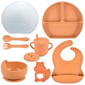 Набор посуды на присоске 2Life Y25 из 9 предметов Оранжевый (v-11352)