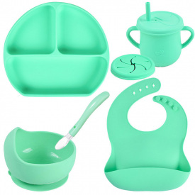 Набор детской силиконовой посуды 2Lie Y13 из 6 предметов Мятный (v-11369)