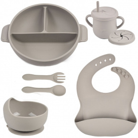 Набор детской силиконовой посуды 2Life Y20 из 7 предметов Серый (v-11508)