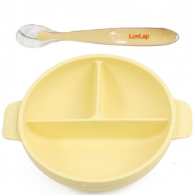 Тарілка трисекційна 2Life Y11 та ложка Жовта (v-11833)