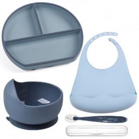 Набір посуду 2Life Y21 Y10 і слинявчик Синій (v-12044)