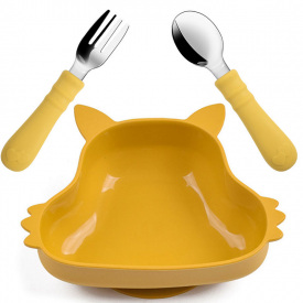 Набір дитячого посуду 2Life Y17 тарілка Білка та прибори Жовтий (v-12096)