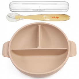 Тарілка трисекційна 2Life Y24 та ложка в кейсі Бежева (v-11847)