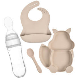 Набір посуду 2Life Y24 і слинявчик Білка Бежевий (vol-10012)