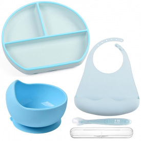 Набір посуду 2Life Y5 Y9 а слинявчик Блакитний (v-12043)