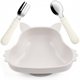 Набір дитячого посуду 2Life Y23 тарілка Білка та прибори Світло-сірий (v-12102)