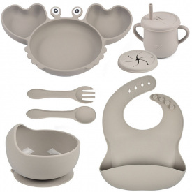Набір дитячого посуду 2Life Краб Y20 7 предметів Сірий (v-12024)
