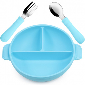 Набір дитячого посуду 2Life Y9 тарілка та прибори Блакитний (v-12081)