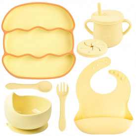 Набір дитячого посуду 2Life Хвиля Y11 з 7 предметів Жовтий (v-12006)