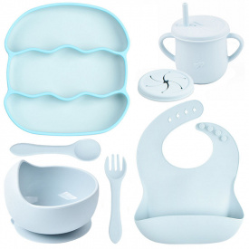 Набір дитячого силіконового посуду 2Life Хвиля Y5 7 предметів Блакитний v-12007