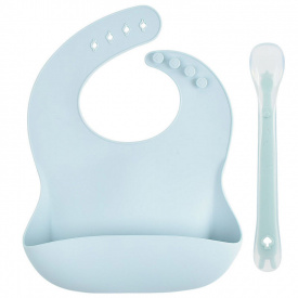 Набір дитячого посуду 2Life Y5 слинявчик і ложка Блакитний v-12235