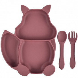 Набір 2Life тарілка Білка Y16 та прибори Бордовий (v-11935)