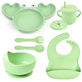 Набір дитячого посуду 2Life Краб Y3 7 предметів Зелений (v-12016)