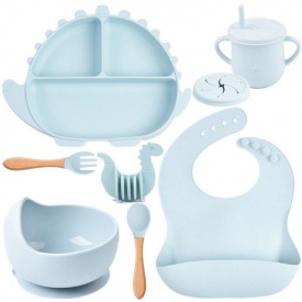 Набір силіконового посуду 2Life 8 предметів Блакитний (v-12634)