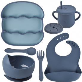 Набір дитячого посуду 2Life Хвиля Y21+Y9 з 7 предметів Cіній (v-12009)