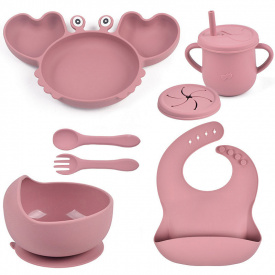 Набір дитячого посуду 2Life Краб Y19 7 предметів Бордовий (v-12023)