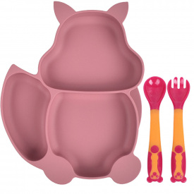 Набір 2Life тарілка Білка Y19 та прилади в кейсі Рожевий (v-11937)