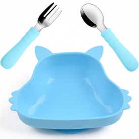 Набір дитячого посуду 2Life Y9 тарілка Білка та прибори Блакитний (v-12073)