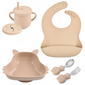 Набор детской посуды на присоске 2Life Белка Y15 из 6 предметов Бежевый (v-11322)
