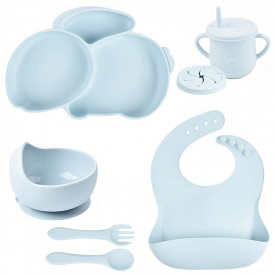 Набор силиконовой посуды 2Life Y5 из 7 предметов на присоске Голубой (v-11286)