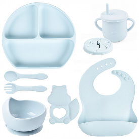 Набор детской посуды на присоске 2Life Y5 из 7 предметов Голубой (v-11343)