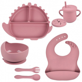 Набор силиконовой посуды 2Life Y19 6 предметов Розовый (v-11219)