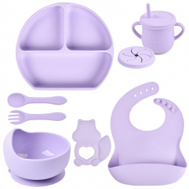 Набор детской посуды на присоске 2Life Y2 из 7 предметов Фиолетовый (v-11342)