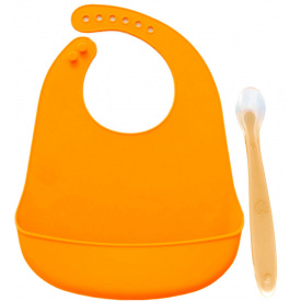 Набір 2Life слинявчик та ложка Помаранчевий (vol-9955)