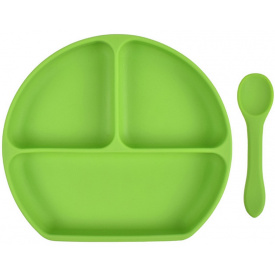 Набор силиконовая трех-секционная тарелка ложка 2Life Y7 2 шт Зеленый (vol-9996)