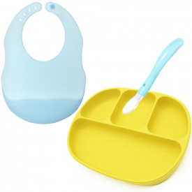 Набір посуду 2Life тарілка D16 ложка та слинявчик Різнокольоровий (vol-10533)