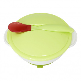 Тарілка на присосці з термоложкою та кришкою Mega Zayka MGZ-0101 (Green) 250 мл