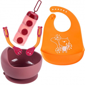 Набор силиконовой посуды 2Life Y16 5 предметов Розовый/Оранжевый (vol-10570)