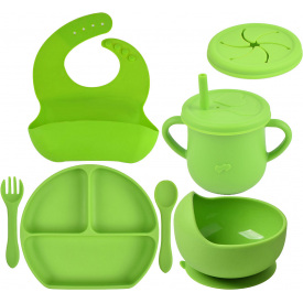 Набор детской силиконовой посуды 2Life Y7 7 шт Зеленый (vol-10054)
