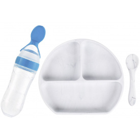 Набор силиконовая полукруглая 3-х секционная тарелка ложка бутылка-ложка 2Life Y1 3 шт Белый (vol-10023)