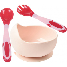 Набор силиконовая круглая тарелка 2Life Y4 3 предмета Розовый (vol-10226)