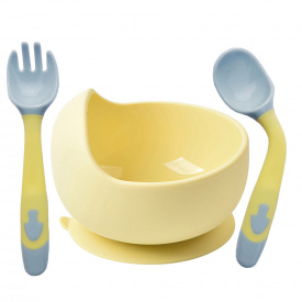 Глубокая тарелка и термочувствительная ложка вилка 2Life Y11 350 мл Желтый (vol-10531)