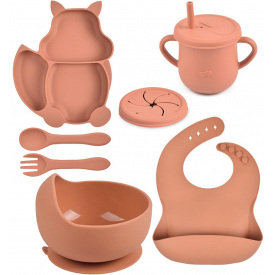 Набор детской силиконовой посуды 2Life Y27 7 шт Оранжевый (vol-10080)