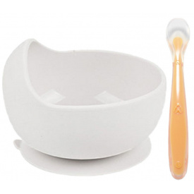 Набор силиконовая круглая тарелка для первых блюд и ложка 2Life Y23 2 шт Серый (vol-10170)