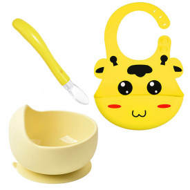 Набор силиконовой посуды 2Life Y11 3D Жирафик 3 предмета Желтый (vol-10404)